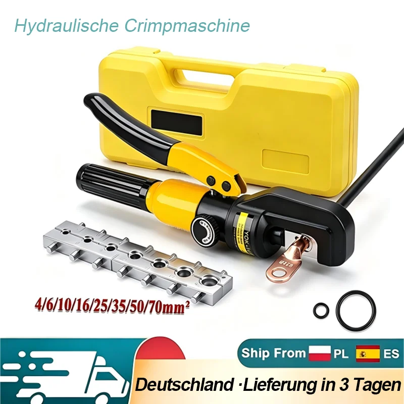 4 Tage nach Deutschland, hydraulische Klemme, Drahtklemme, kostenloser schneller Versand, Heim-Crimpzange, 4–70 mm² Querschnitt, Heim-Hydraulik-Heimwerker-Kabelverdrahtungs-Crimpzange, kabellose