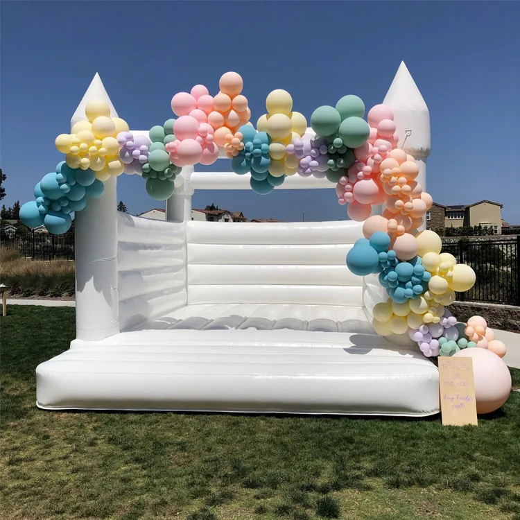 13ft Bounce House Inflatable PVC White Wedding Bouncy Castle Kids Jumping Bouncer With Blower Inflation Rental Backyard Children