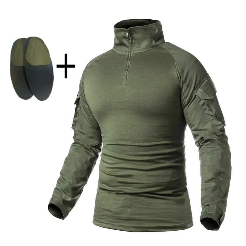 Outdoor Tactical Suits Men Clothing Wear-resistant Hunting Uniform Combat Shirt + Multi-pocket Cargo Pant with Pads Waterproof