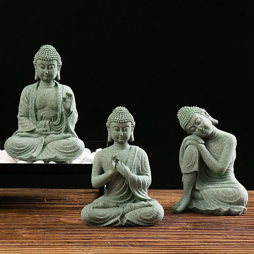 Devout Sandstone Buddha Sculpture Durable Buddhist Ornament Chinese Style Tea Pet Creative Oriental Culture Decorations