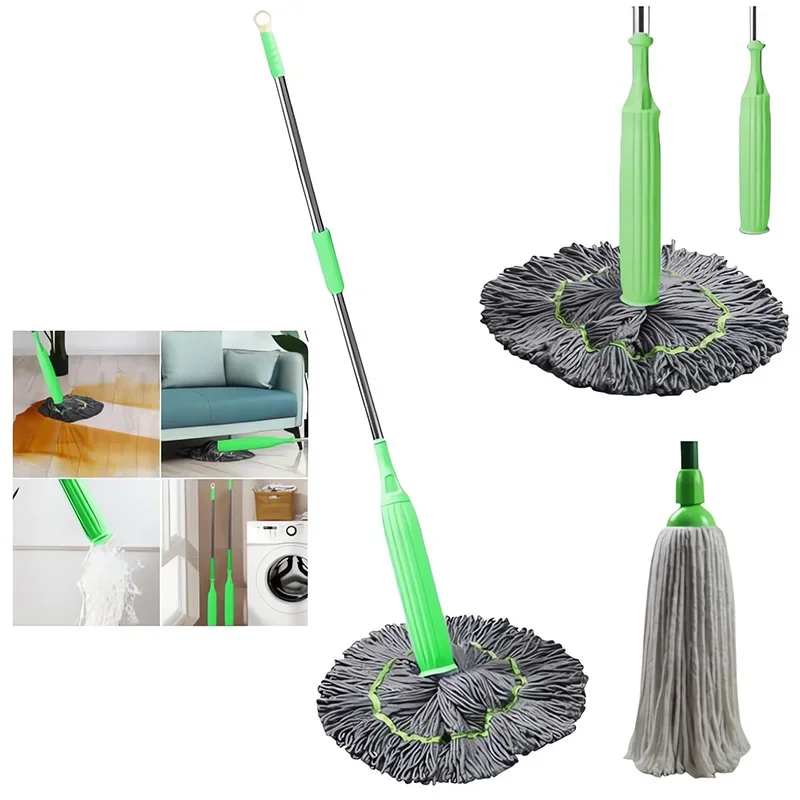 2 in 1 Dehydrated Mop Spin Mop with Wringer Round Mop Convenient Cleaning Cleaning Cloth Clean Quick Microfiber Tools Wall Mop