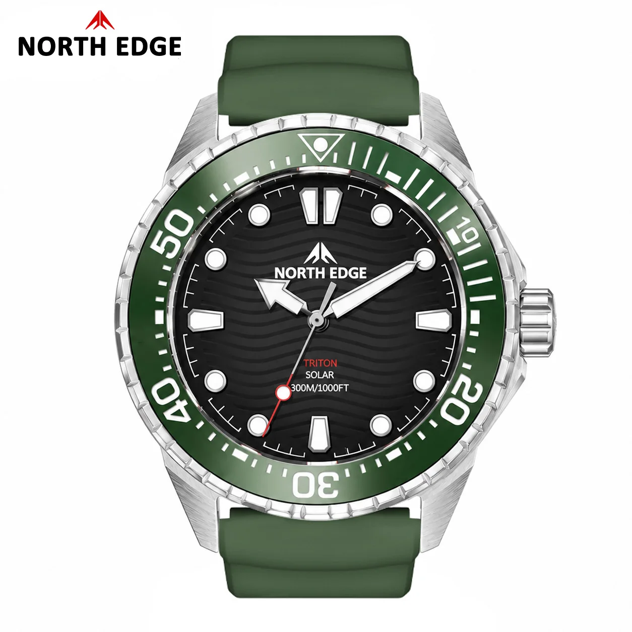 NORTH EDGE 2026 New TRITON Solar Powered Dive Watch Men Luxury Quartz Watches For Men 316L Stainless Steel Case Waterproof 300M