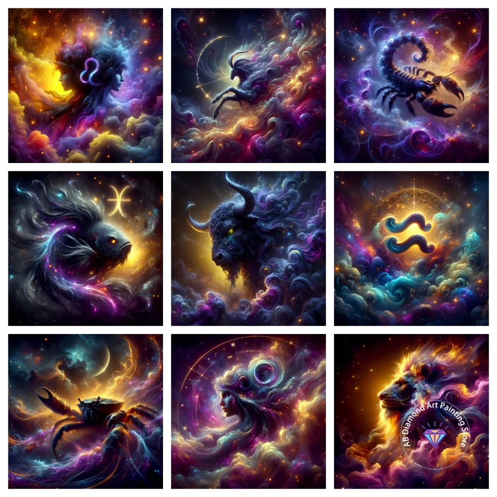 

Constellation Sagittarius Pisces Leo AB Diamond Painting Kit Square Round Diamond 5D DIY Mosaic Handmade Art Gift Home Decor