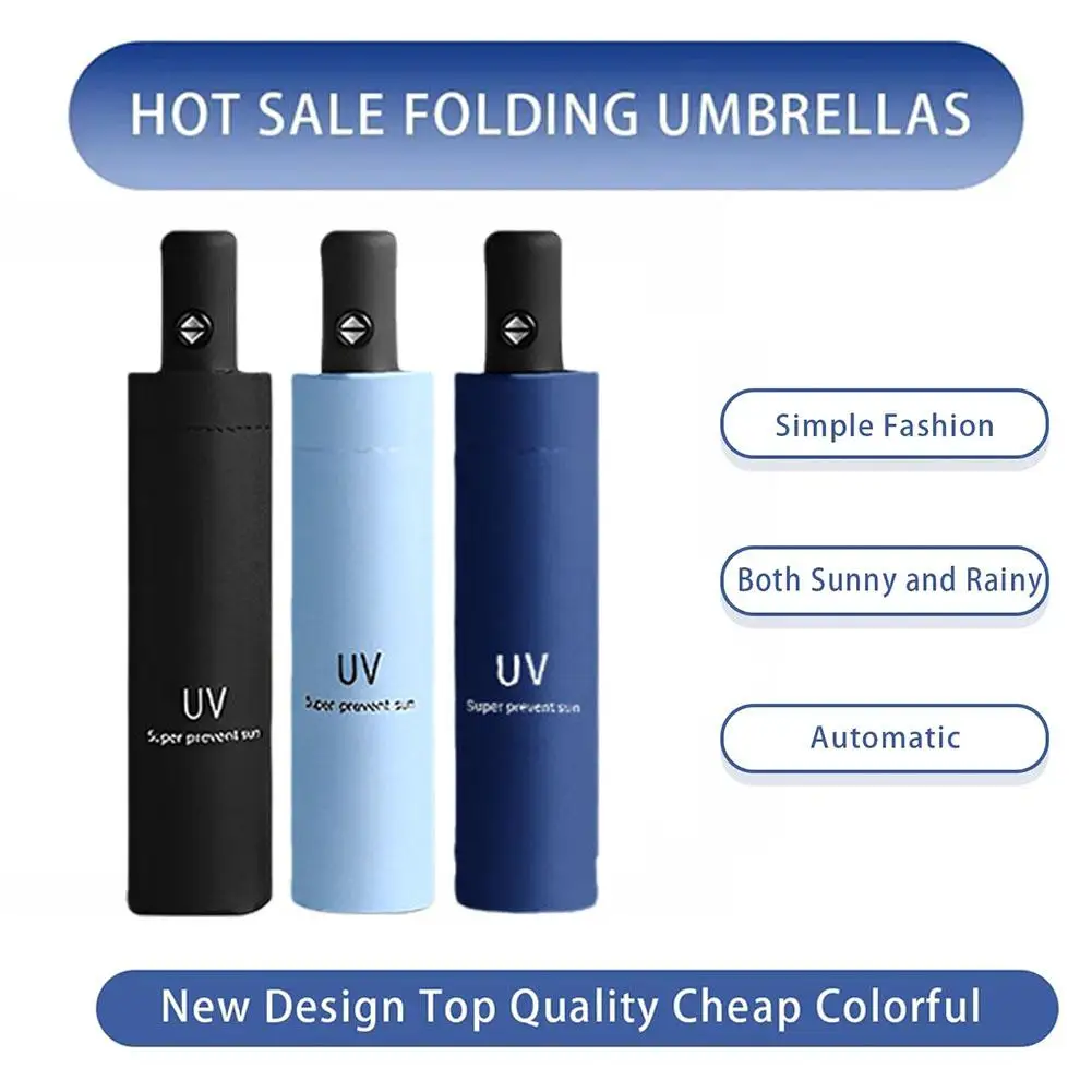 Automatic Sunshade UV Vinyl Automatic Folding Umbrella Rainproof Sunscreen 8-bone Folding UV Protection Outdoor Essential Tools