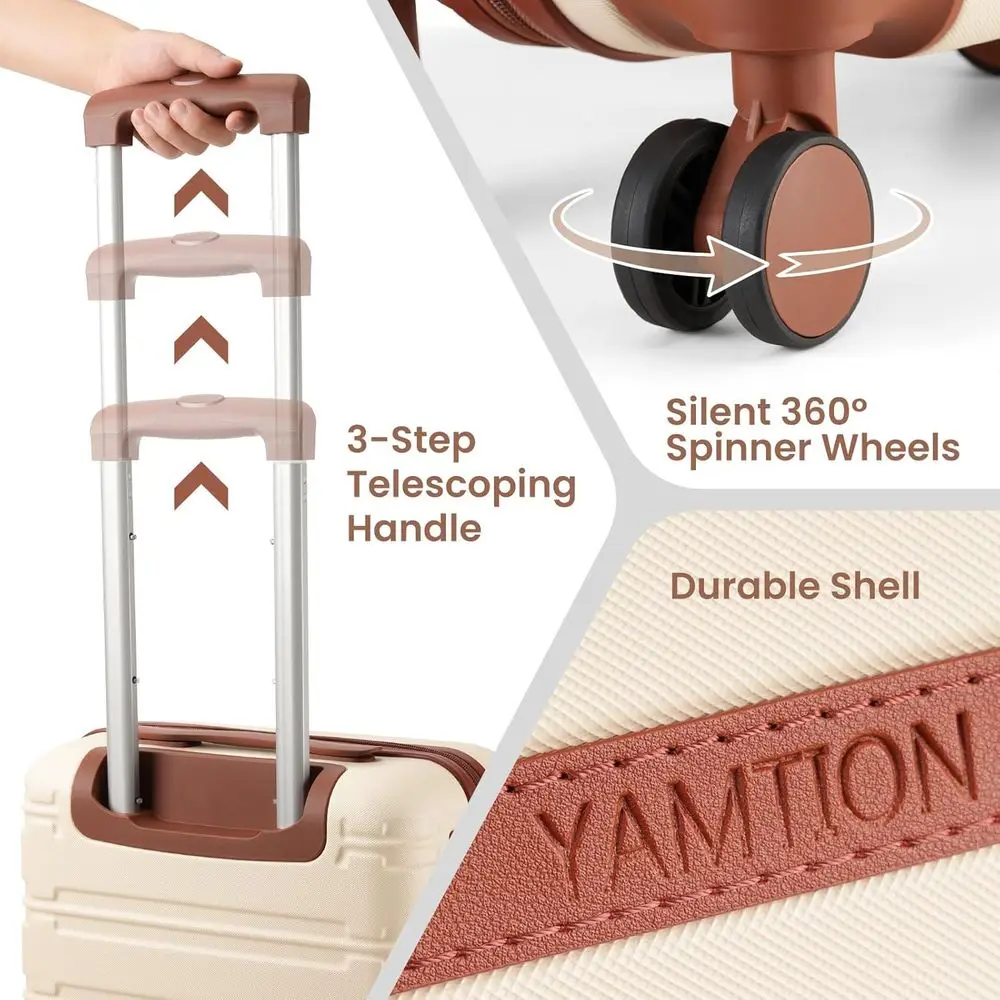مجموعة أمتعة صلبة مكونة من 6 قطع مع عجلات دوارة، حقيبة حمل مُعتمدة من 20 TSA لأساسيات السفر #6
