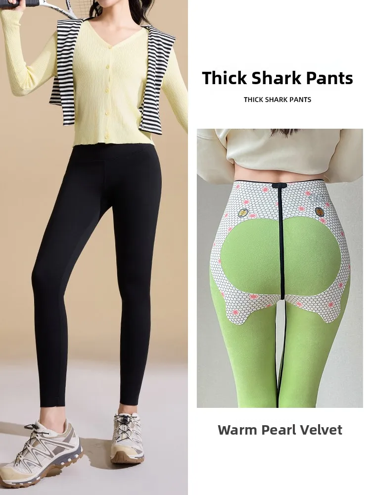 

Женские брюки для йоги из овчины, теплые брюки на подкладке, длинные леггинсы с высокой талией, нескользящие зимние моды 2025 г.