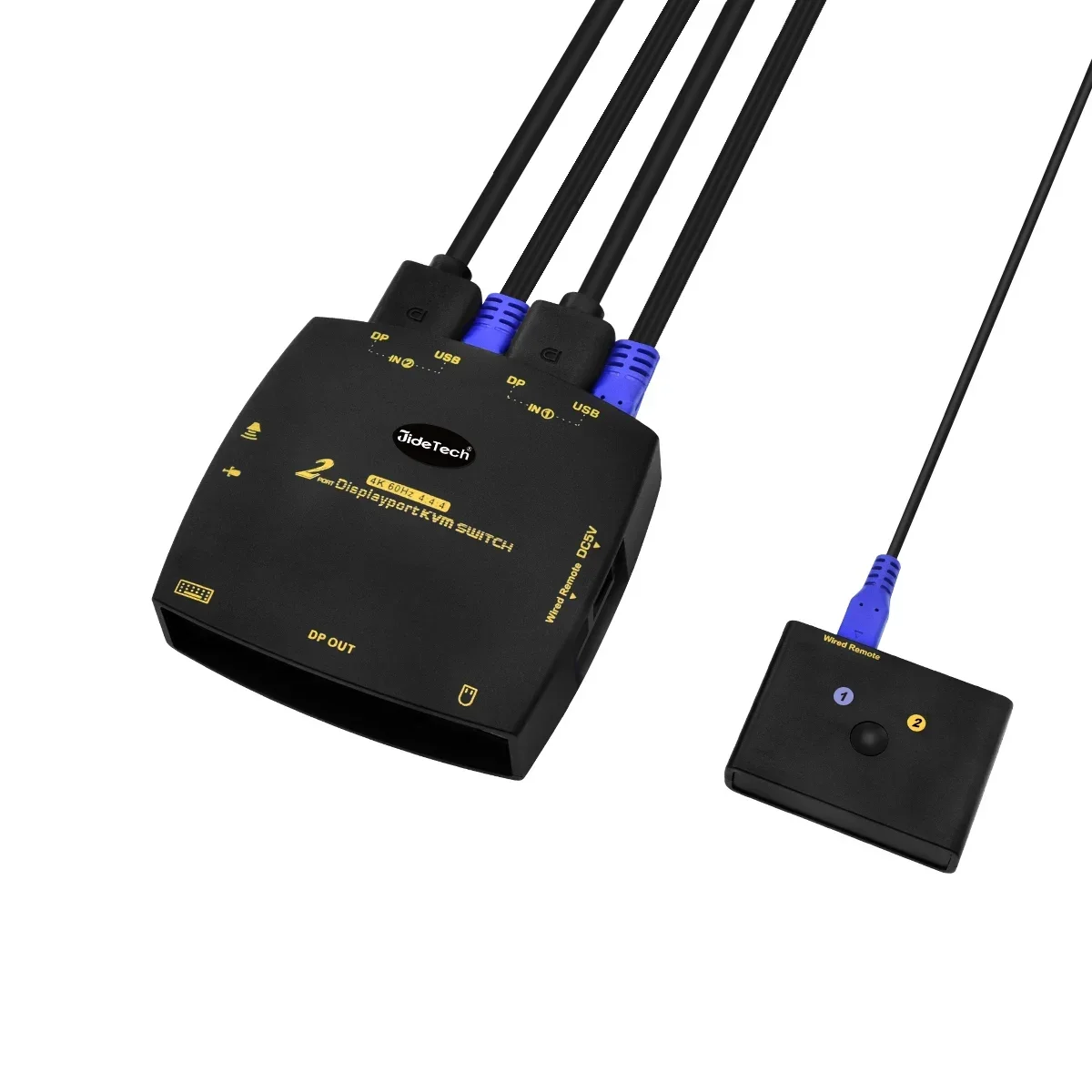 

Jidetech Hot Sale 2 Port Display Port KVM switch 40 60HZ 4:4:4 HD Button Switching USB input
