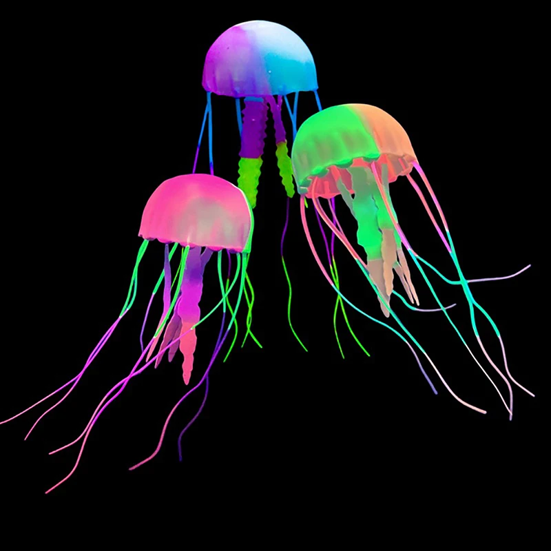 1PC DIY Accessories Glowing Silicone Fake Jellyfish Artificial Ornaments For Aquarium Fish Tanks Landscaping Decoration