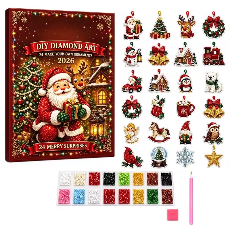 Christmas Carnival Advent Calendar Shiny Tree Hanging Ornaments Handmade Craft Gift Box Set Kit Beautiful Decorations AdultGift