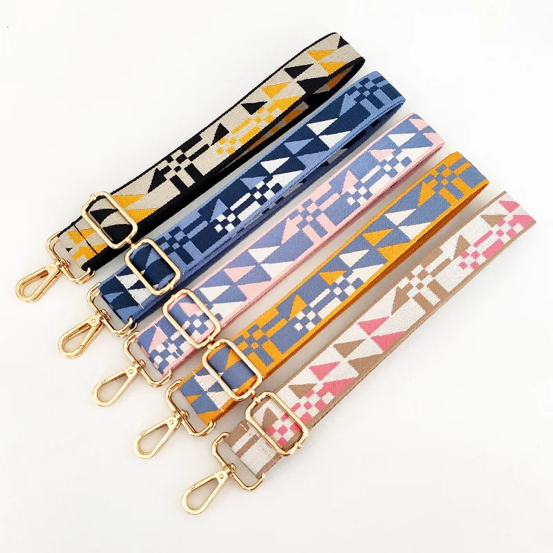 Stylish Colorful Ethnic Wind Wide Shoulder Strap Ladies Bag Accessories Adjustable Single Crossbody Strap Detachable Sling Strap