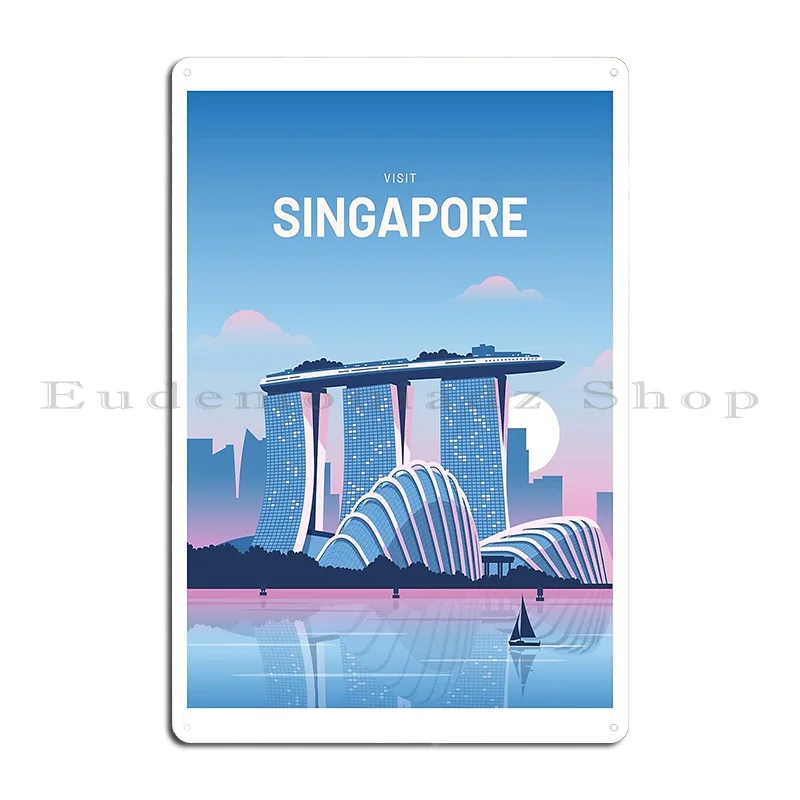 Singapore Marina Bay Sands Travel Art Metal Sign Designer Cinema Wall Decor Wall Decor Cinema Tin Sign Poster