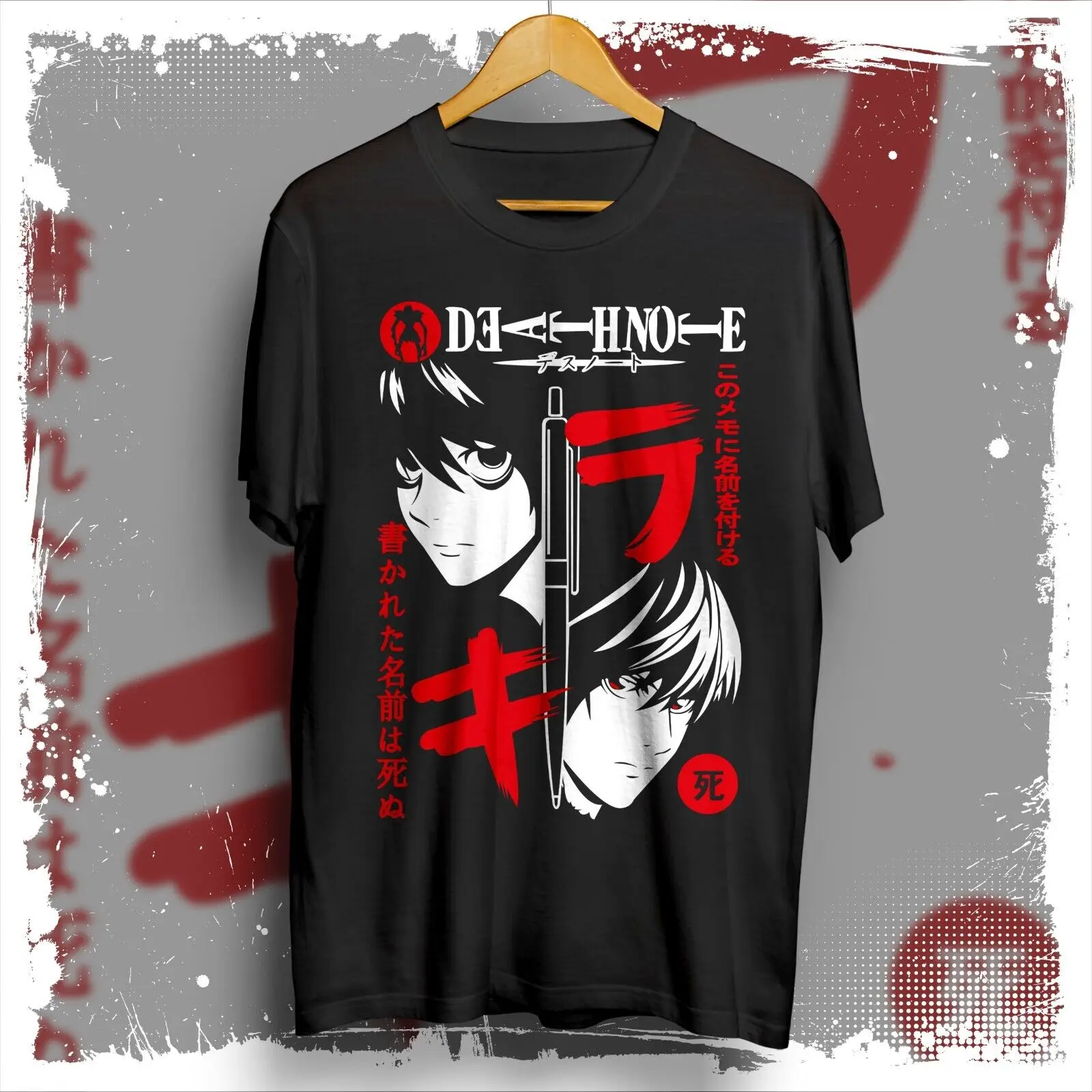 Light Yagami L Lawliet anime graphic tees, Death Note tshirt, anime shirt