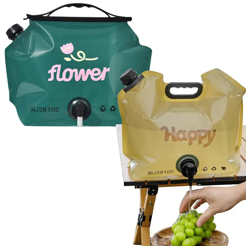 

Water Bags For Camping 8L Portable Water Container 2X Reusable Fully Open Easy To Clean Container Foldable For Outdoor Survival