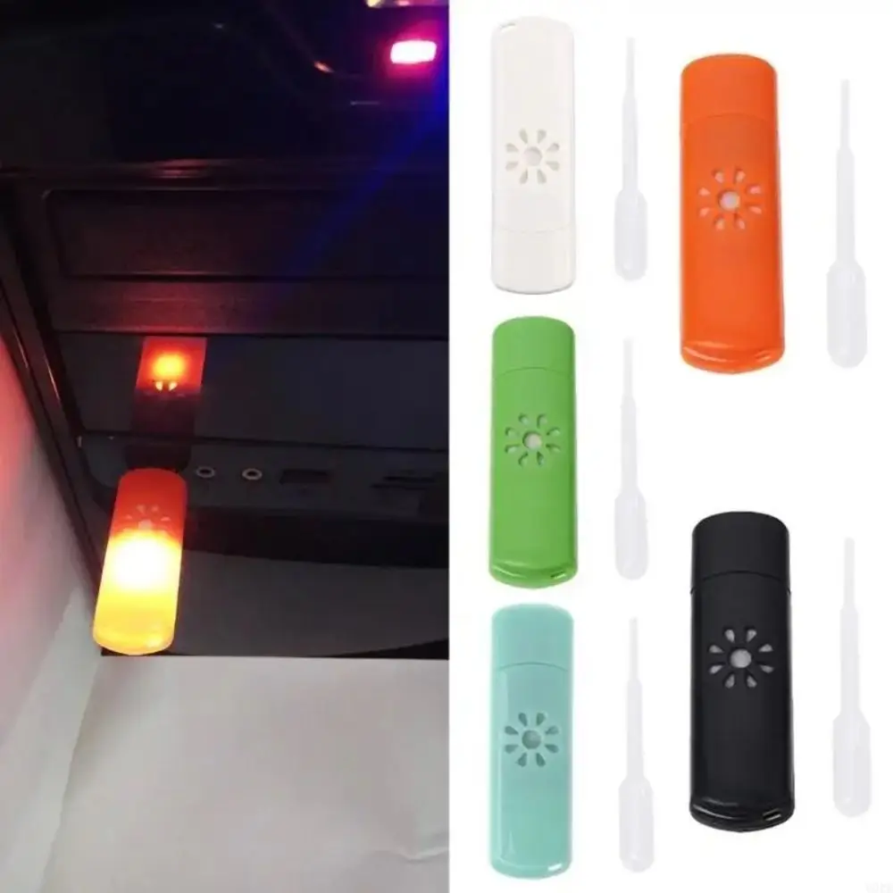 Energy Saving USB Powered USB Diffuser Mini Size Plastic Car Diffuser Portable LED Light Mini Air Freshener For Car
