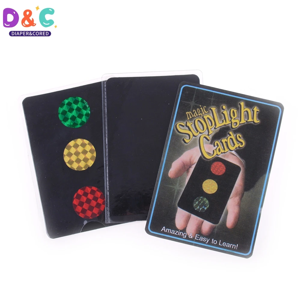 1Sets Magic Stop Light Cards Magic Tricks Traffic Light Dot Change Magia Close Up Illusion Accessories Gimmick Props Comedy