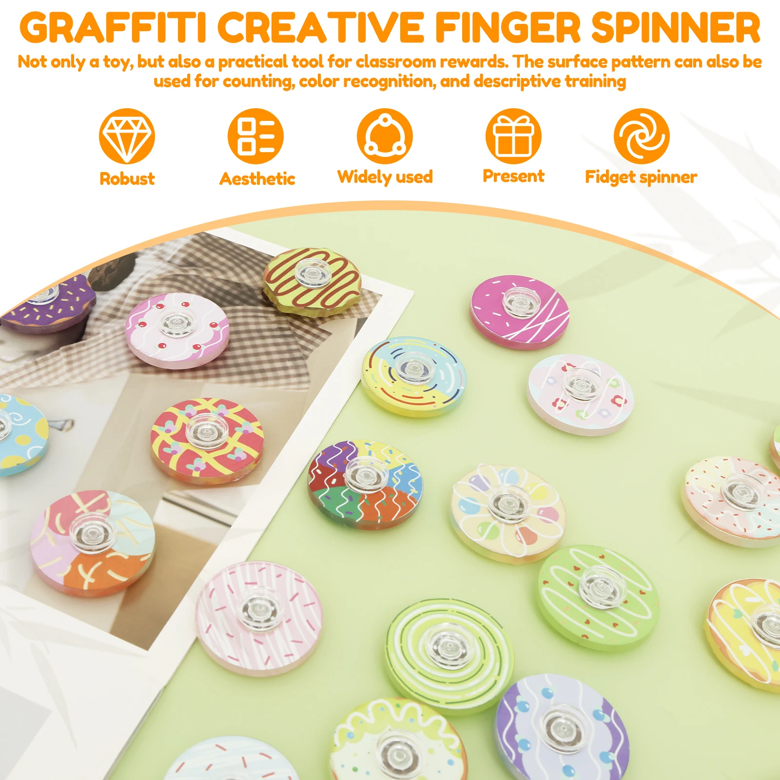 50Pcs Mini Spinner Toy Fidget Spinner Pops Finger Toys Push Bubble Hand Spinner For ADHD Anxiety Stress Relief Sensory Gifs