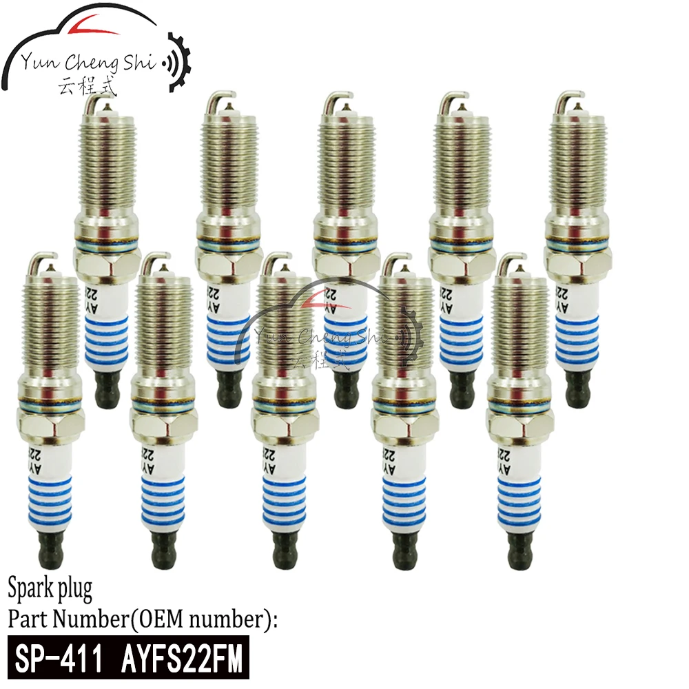 8pcs/Lot New Platinum Spark Plug AYFS22FM SP-411 For Ford Fiesta Edge  Mazda Lincoln Cadillac  SP411 SP 411