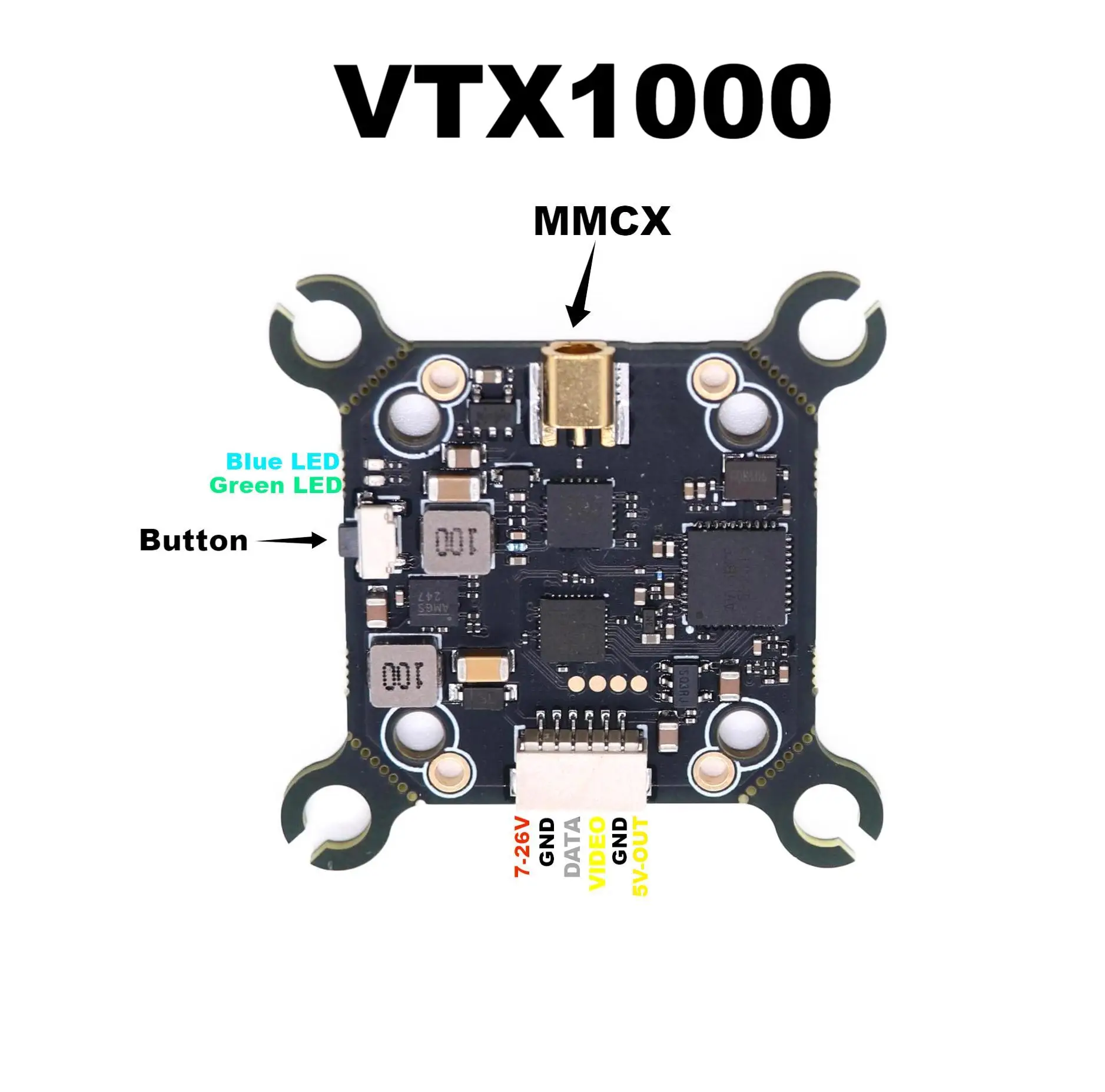 B-CUBE 5.8G VTX 800 1000 1600 2500mW 48CH Transmissor de vídeo de tensão de entrada FPV INAV Câmera 2000TVL CCD 2.1mm Grande angular HD 1080P