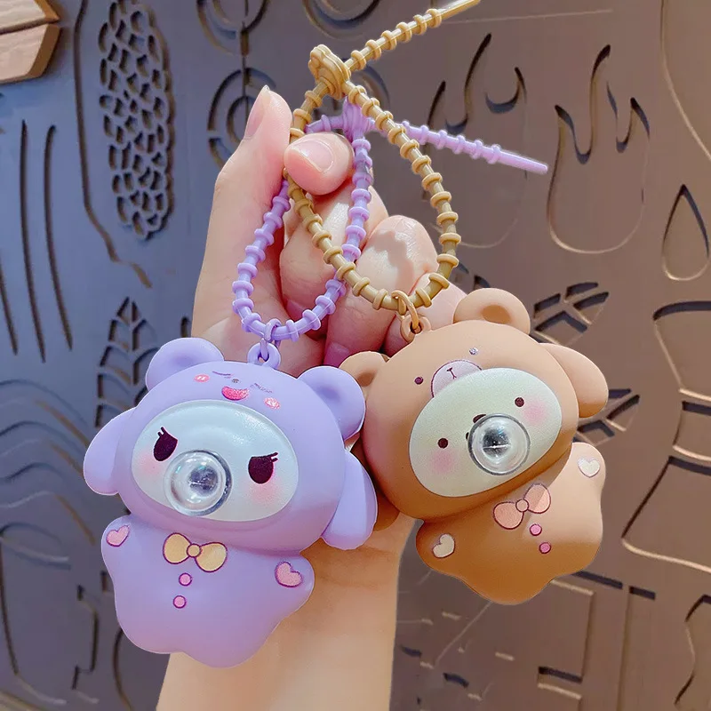 Cartoon stress-relieving character Capibara blowing bubbles keychain doll pendant bag keychain decoration small gift