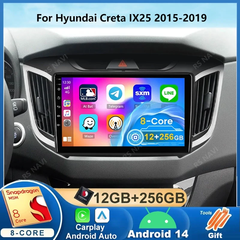 Android 14 Car Radio For Hyundai Creta IX25 2015 - 2019 Multimedia Video Player GPS Navigation 4G Stereo Carplay Autoradio 2 Din