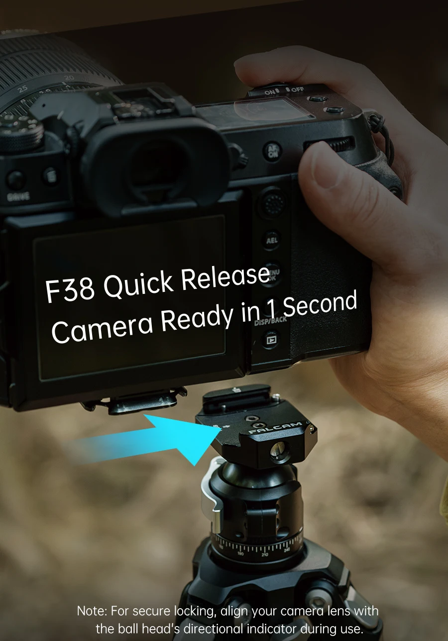 Ulanzi FALCAM TreeRoot Quick Lock Lite Stativ mit F38 Quick Release Upright 360 ° Kugelkopf für DSLR-Kamera, Reisen, Livestreaming – Detail 6