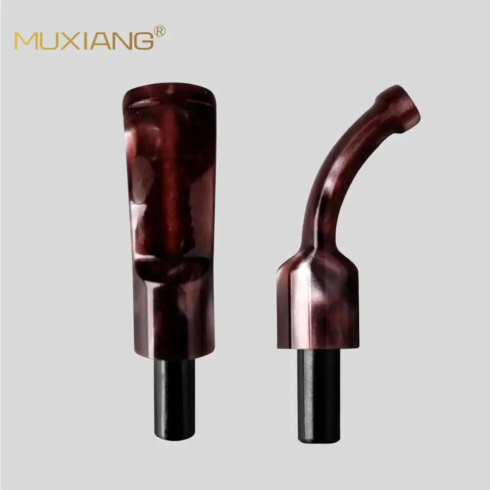 Smoking Pipe Mouthpieces Black Acrylic Mouthpiece Stem Filter Smoke Pipe Holder Curved Straight Tobacco Mouthpiece