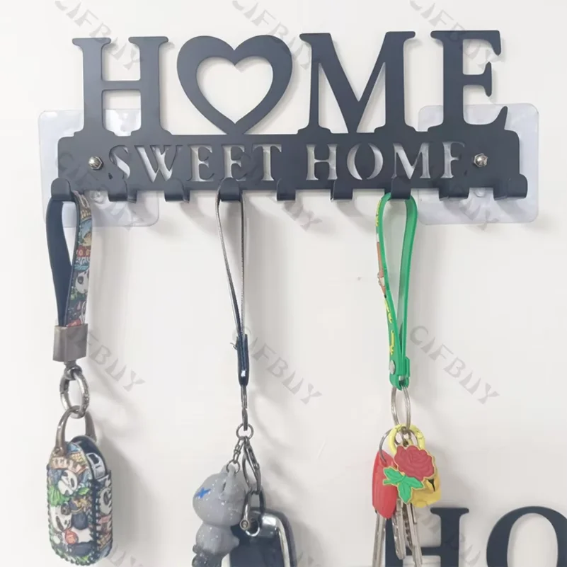 1pc Metal Wall Hooks Key Holder, Wall Mounted Coat Rack, Iron Art Decor For Home Kitchen Door - view 2