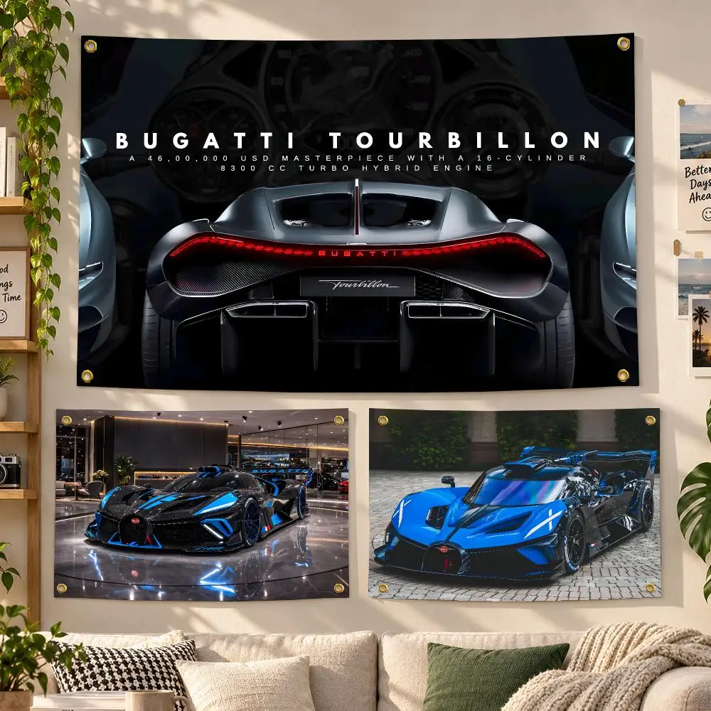 Hypercar Bugatti Chiron Luxury Speed Flags Personalized Banner Flag Room Dorm Camping Picnic Garage Bar Outdoor Wall Decor