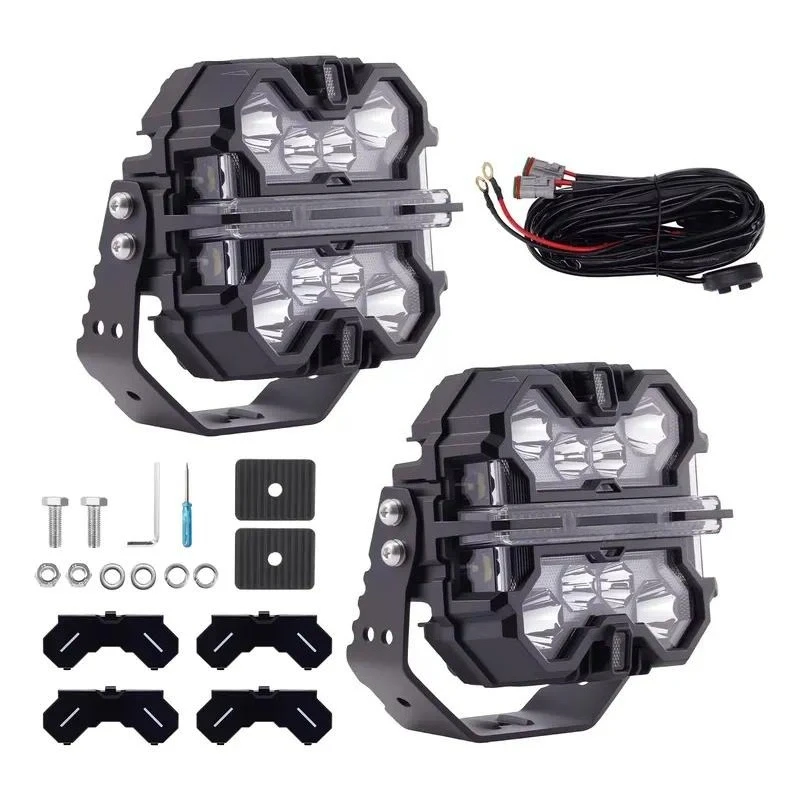 7inch Square Off-Road Auxiliary Light 332W Bar RGB DRL White Amber 12V IP68 for Sport Utility 4WD 4X4