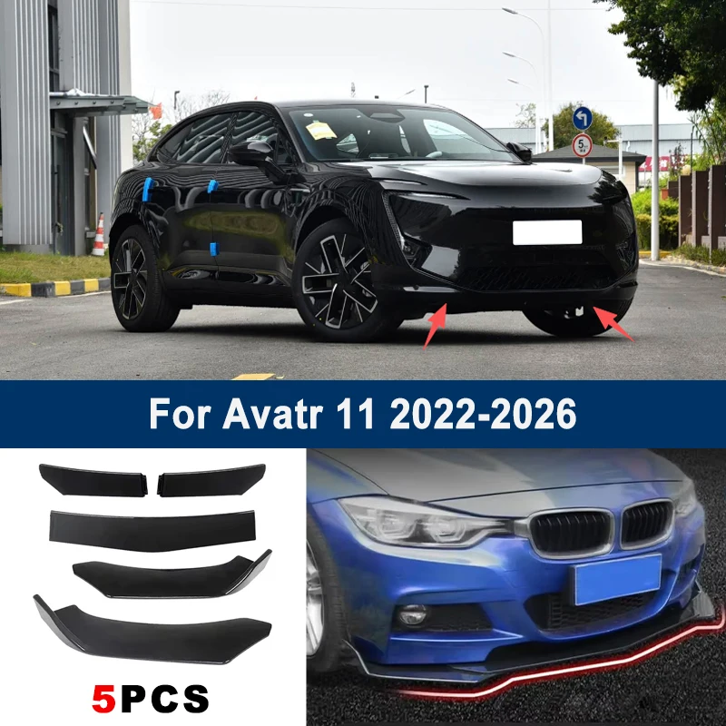 

Adjustable 5Pcs Sectional Front Spoiler Lip For Avatr 11 2022-2026 Front Bumper Splitter Car Exterior Sport Body Kit