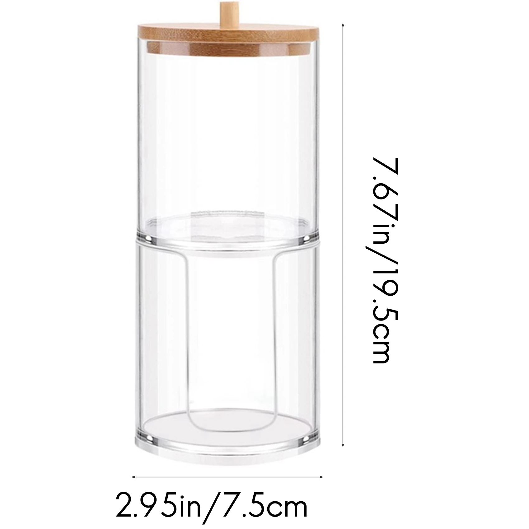 

FAAJ-2PCS Cosmetic Cotton Storage Tank Acrylic Cosmetic Storage Box With Bamboo Cover Portable Container