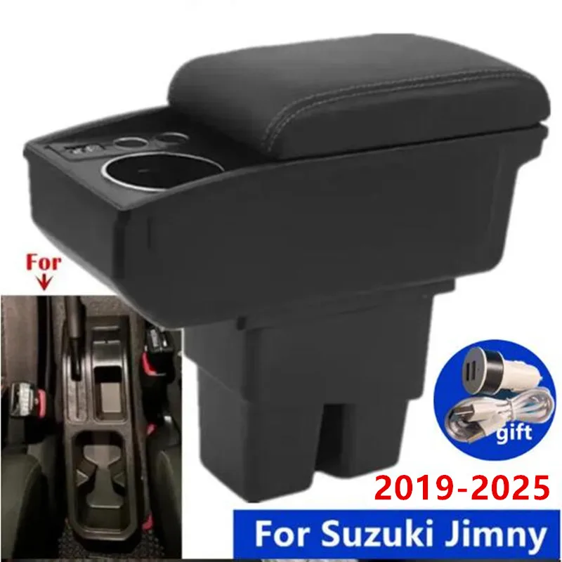 

Для Suzuki Jimny подлокотник для Suzuki Jimny JB74, автомобильный подлокотник 2019-2025, ящик для хранения, подстаканник, модернизированный интерьер, автомобильные аксессуары