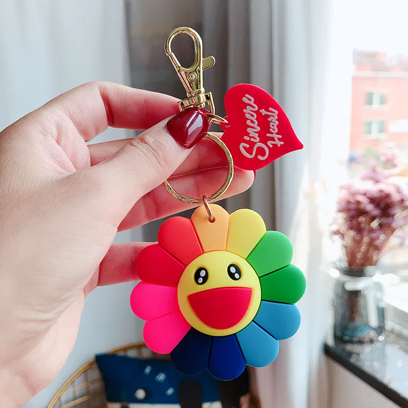 Creative Cute Cartoon New Sunflower Keychain Car Bag for Car