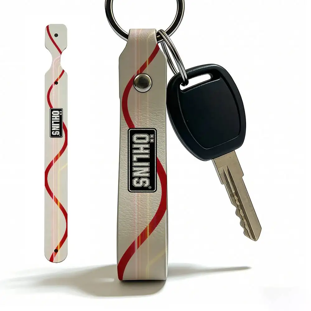 For Ohlins Soft PU Leather Motorcycle Keychain Lightweight Key Holder For Scooter Racing