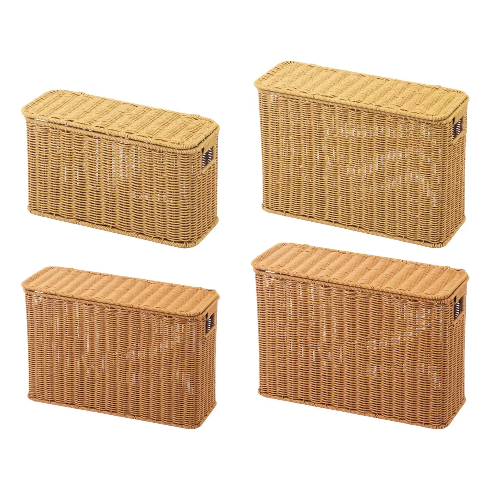 

Imitation Rattan Storage Basket Hand Woven Basket Sundries Container Decorative for Household Bedroom Living Room Pantry Toys