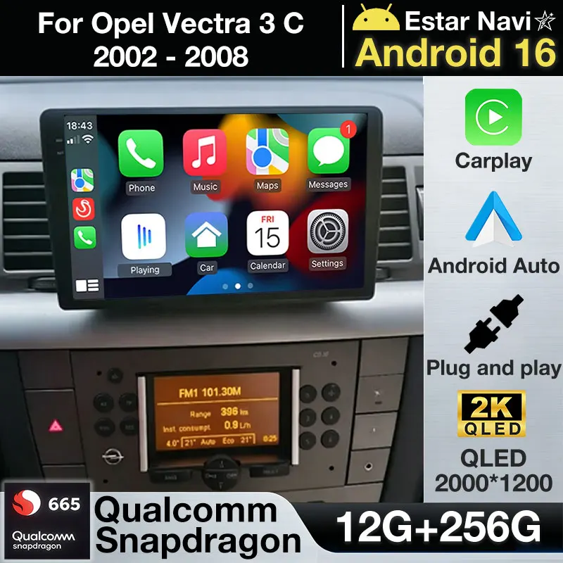 Android 16 Carplay For Opel Vectra 3 C 2002 2003 2004 2005 2006 2007 2008 Wifi Video Player Head Unit Navigation GPS Auto Stereo