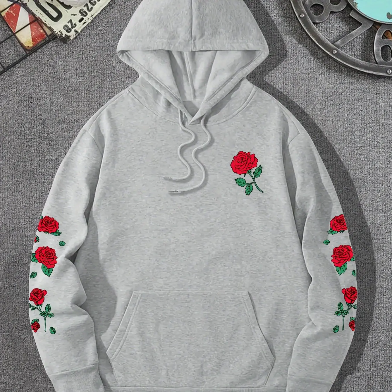 2025 Nuovo inverno-primavera casual da uomo e da donna maglione con cappuccio allentato con stampa rosa abbigliamento sportivo unisex retrò di alto stile