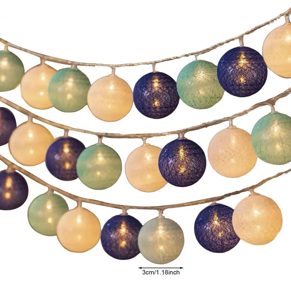 سلسلة أضواء ديكور احتفالي تعمل بالبطارية Led القطن الكرة سلسلة أضواء لعيد الميلاد الزفاف عيد الهالوين عطلة ديكور الحفلات