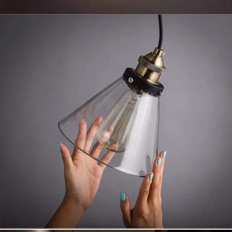 

Винтажные подвесные светильникиПрозрачное стекло Ретро абажур Лофт Подвесные светильники E27 110 В 220 В для столовой Домашнее декоративное освещение