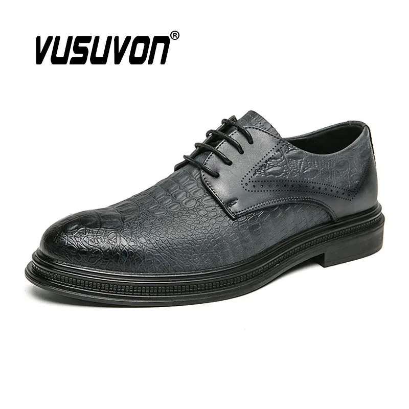 

Men Derby Shoes Fashion Design Breathable Cow Leather 39-44 Size Boys Black Soft Outdoor Casual Autumn Mules Dress Flats