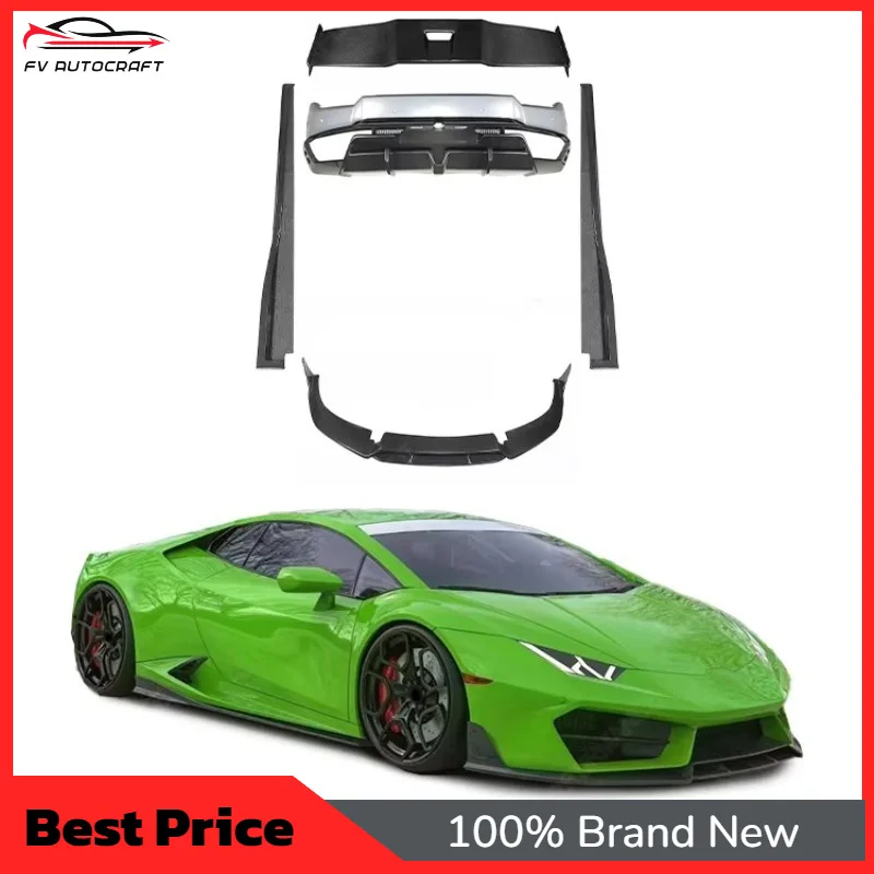 【2026】Kit de Carrocería Estilo Lambo Hura SD de Fibra de Carbono Seca, Parachoques Delantero, Faldones Laterales, Parachoques Trasero y Alerón Trasero para LP580 LP610 2017-2026