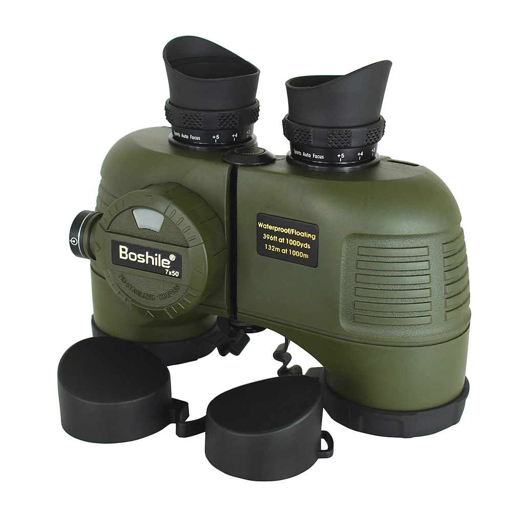 Jumelles marines puissantes Boshile 7x50 télescope étanche avec télémètre boussole BAK4 prisme FMC lentille pour la chasse de Navigation