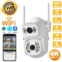 Cámara IP de seguridad inalámbrica para exteriores, lente Dual HD 4K, 8MP, Wifi externo, PTZ, seguimiento automático, cámara de vigilancia de calle iCsee