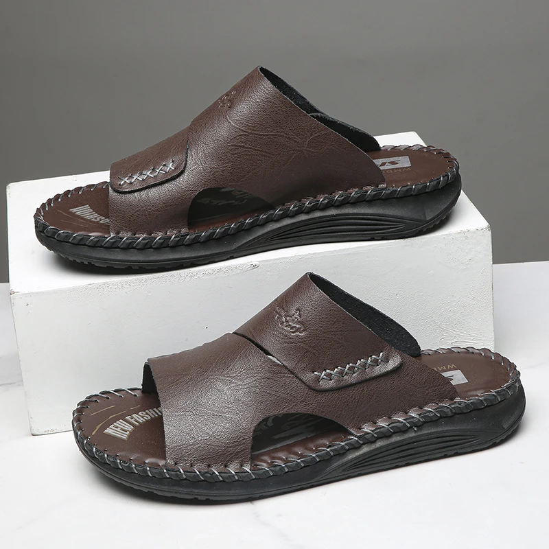 2026 New Fashion Leather Sandals for Men And Women Retro CasualComfortable Anti-Slip Beach Shoes for Spring And Autumn Ffashion