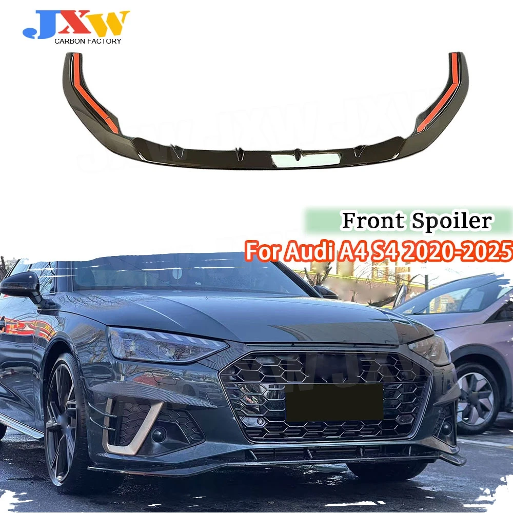 

ABS Gloss Black Car Front Lip Chin Spoiler for Audi A4 S4 2020-2025 Front Bumper Lip Spoiler FRP Body Kits Accessories