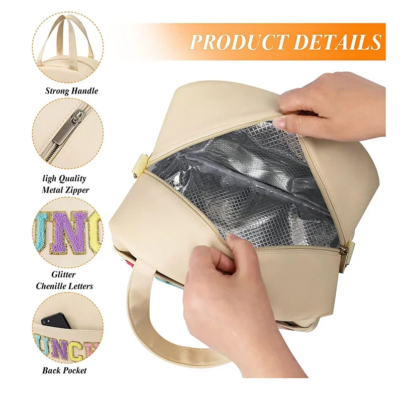 Bolsa de almuerzo para mujer, bolsos aislados, lonchera con correa ajustable para el hombro, lonchera reutilizable para adultos y niños, trabajo en la playa