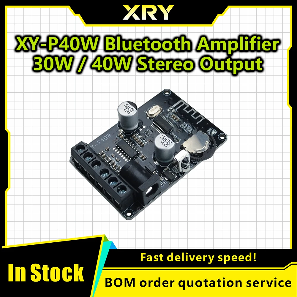 1/3PCS Bluetooth 5.0 stereo audio power amplifier board 40Wx2 Bluetooth receiver DC 12/24V supply XY-P40W