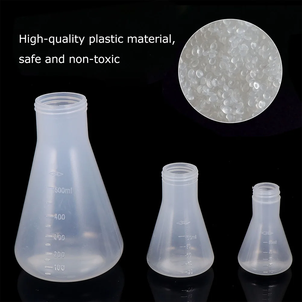

6 Pcs Flask Set Laboratory Plastic for Grade Chemical Container Conical Beaker Thick Wall