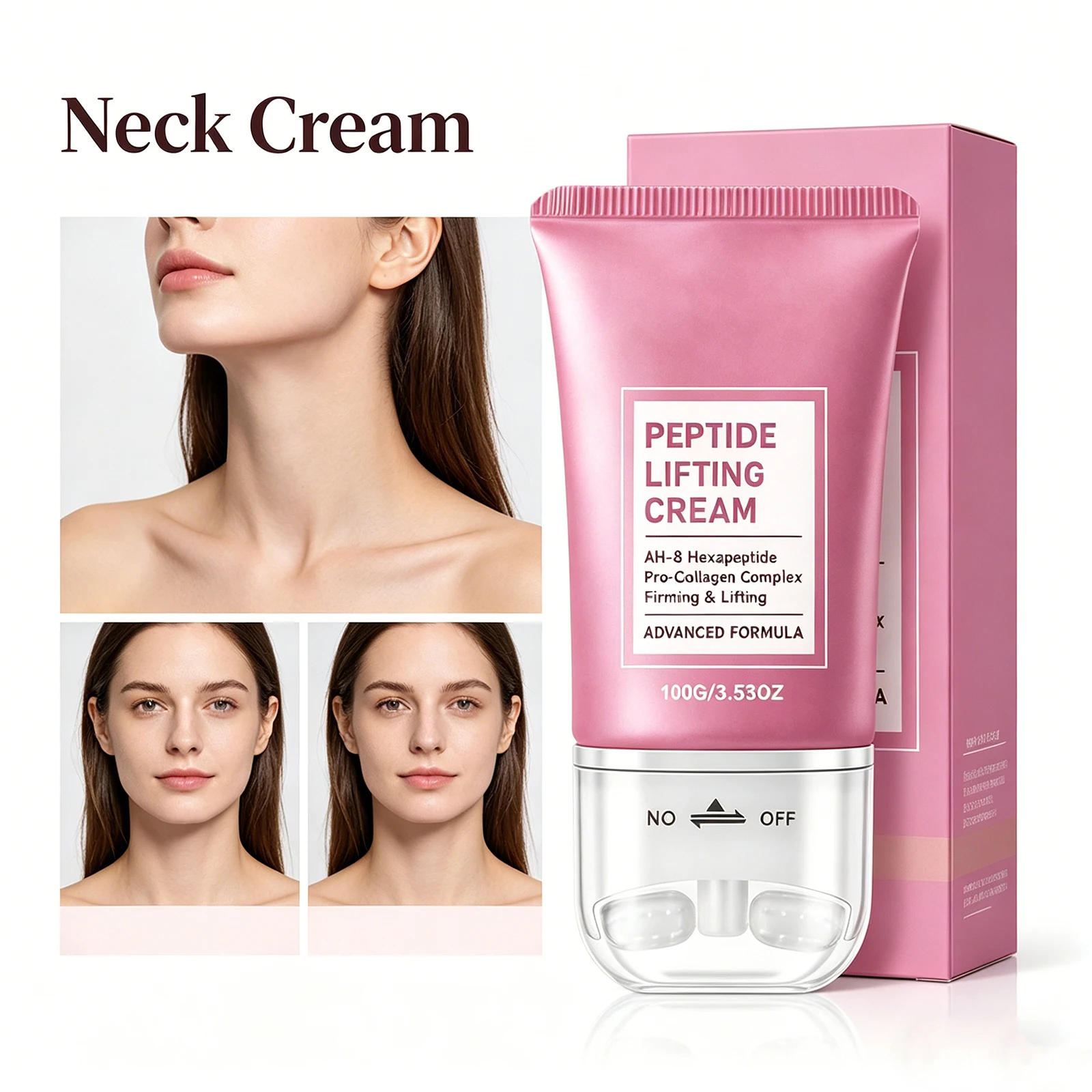 

Firming Lifting Neck Cream Roller Design Moisturizing Brighten Fades Fine Lines Reduce Double Chin Boost Elasticity Massage Care