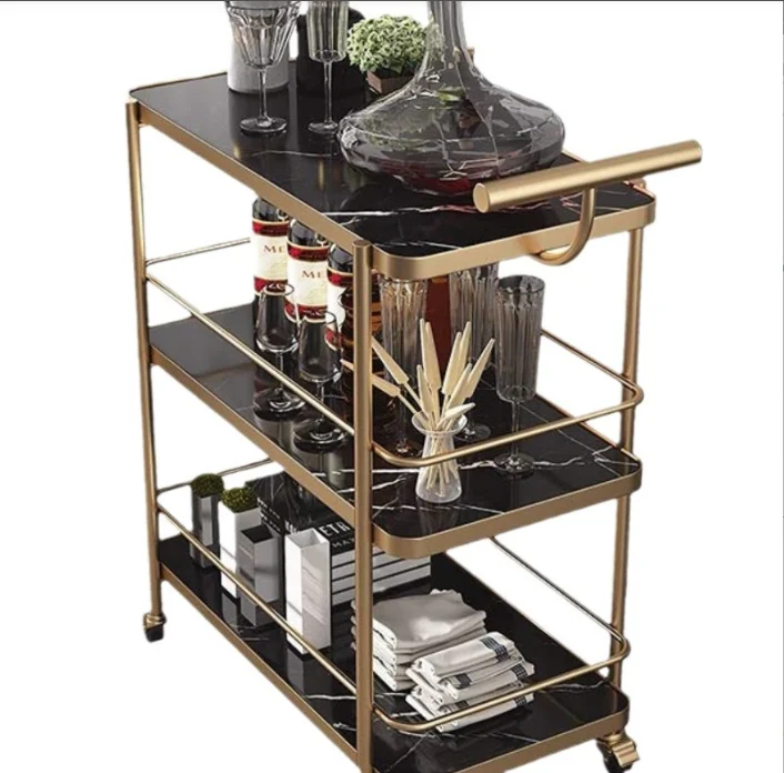 Hot Selling Modern Design Hotel Trolley Bar Cart Rack Storage Wheels Successor for Home Furniture Dining Hand Cart Table Rack